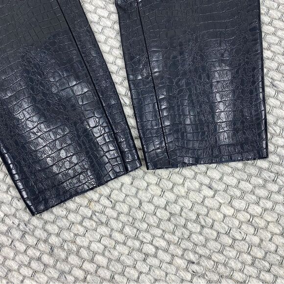 Zara Embossed High Waist Faux Leather Ankle Pants Black Small - Picture 4 of 10